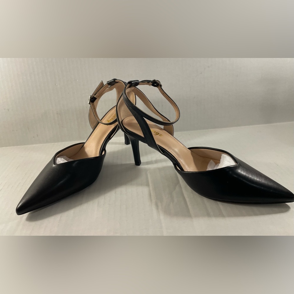 New RIBONGZ Women's Pointed Toe Heels with Ankle Strap, Size 8.5